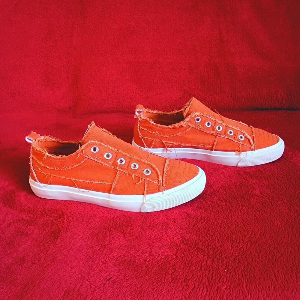 Corkys Babalu Slip-On Sneakers Orange Canvas Women Size 7 Tennis Shoes